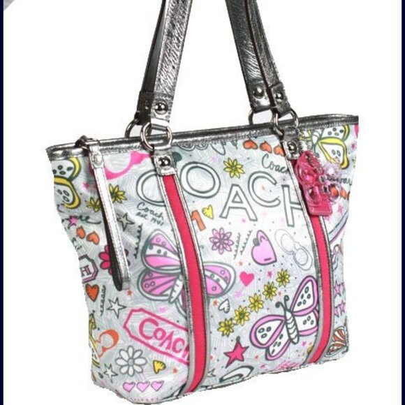 Like New Coach Multi-Color Graffiti Satchel Tote Bag Purse - Picture 1 of 16